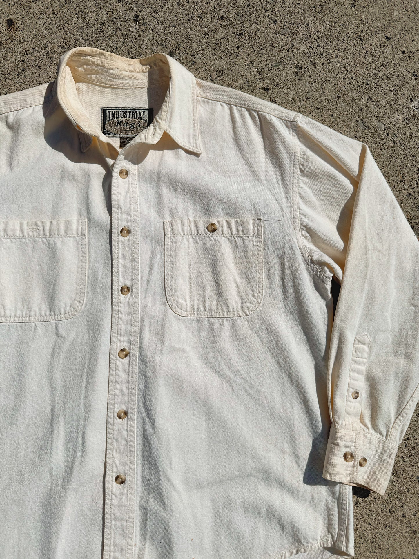 Vintage 1990s Industrial Rags Ecru Denim Shirt