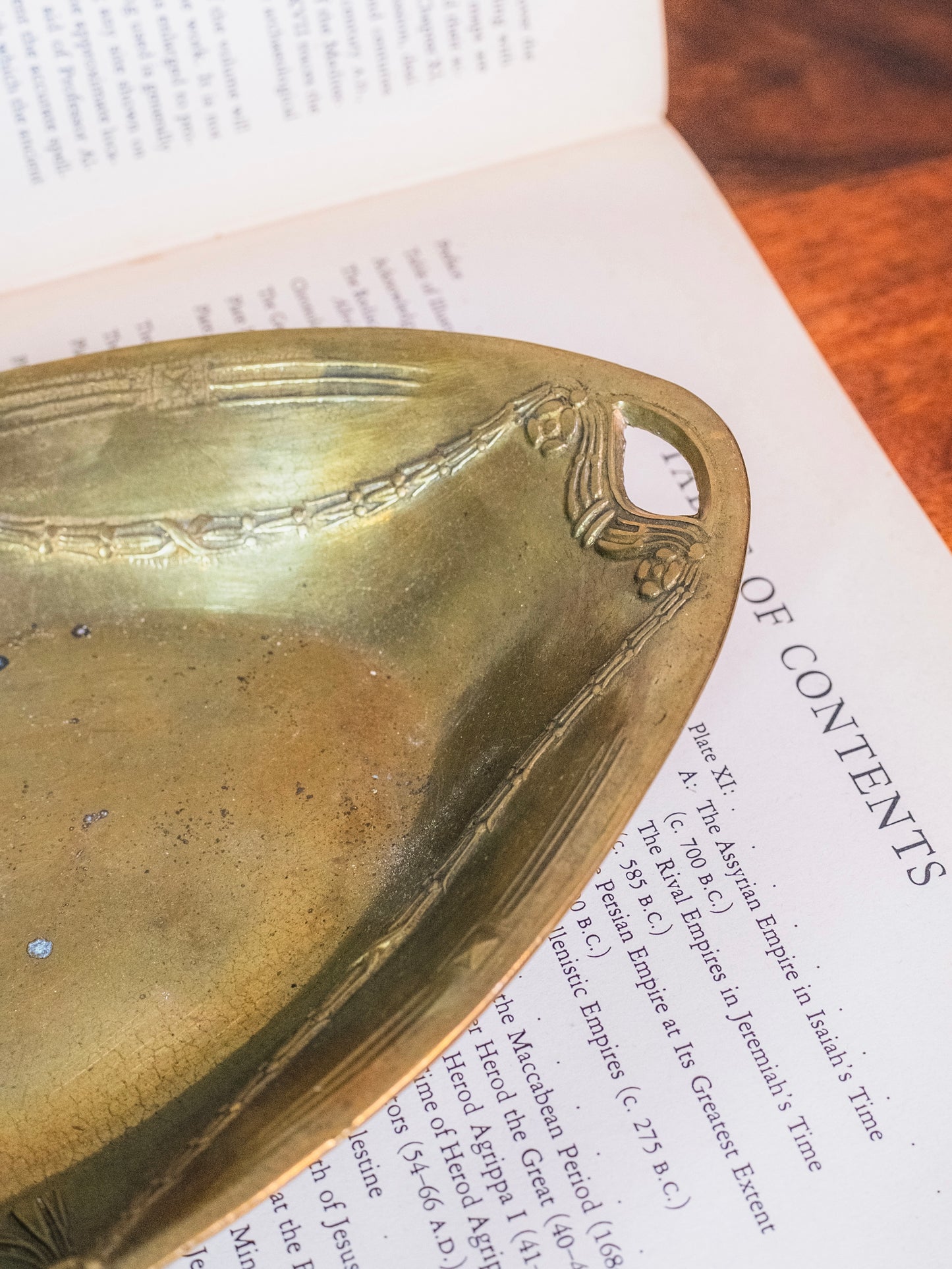 Antique Art Nouveau Solid Brass Dish Tray
