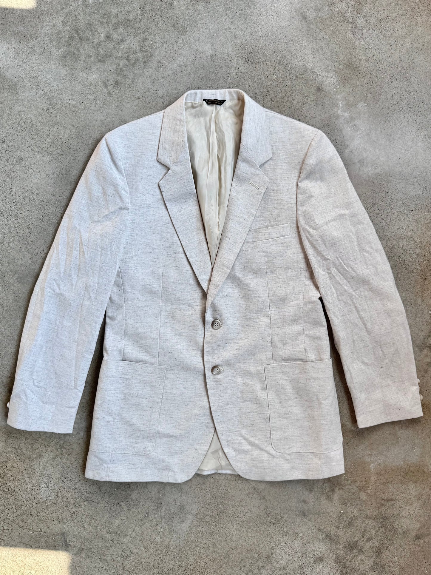 Vintage 1970s Levi's Trimcut Cream Linen Suit Jacket | 40R