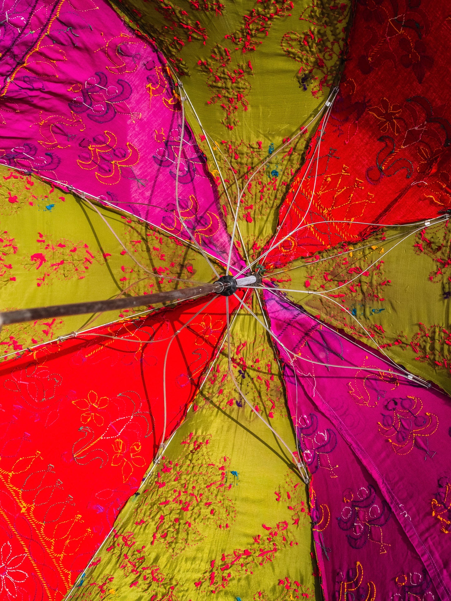 Vintage Indian Embroidered Parasol Umbrella