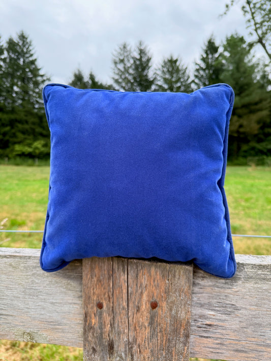 Vintage 1950s Deep Blue Velvet Throw Pillow