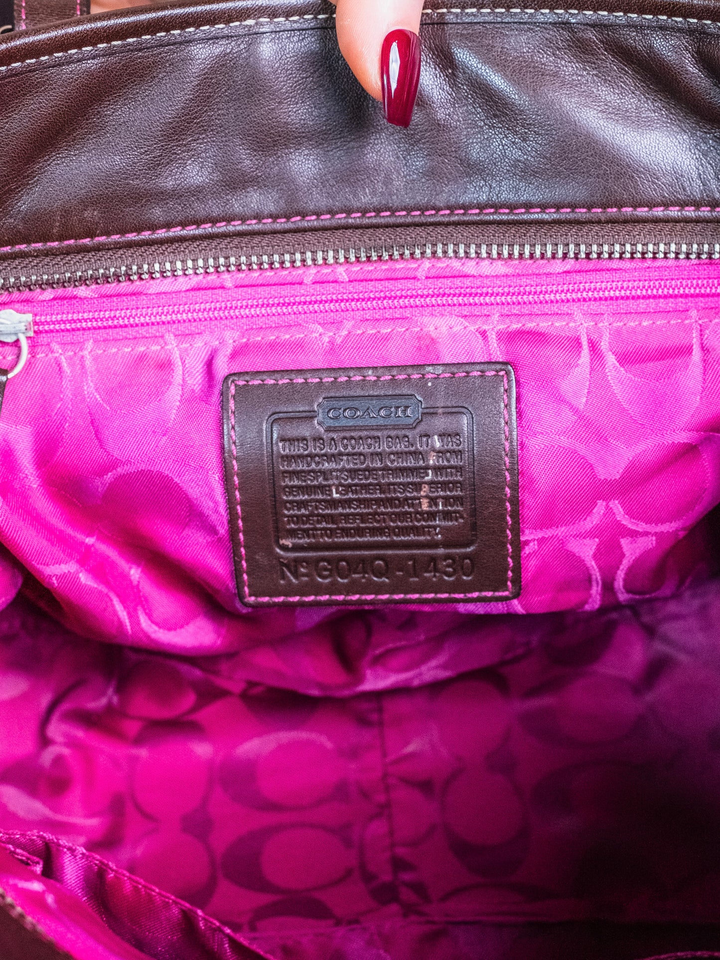 2000s Coach Brown & Pink Suede Leather Tote & Wristlet Set