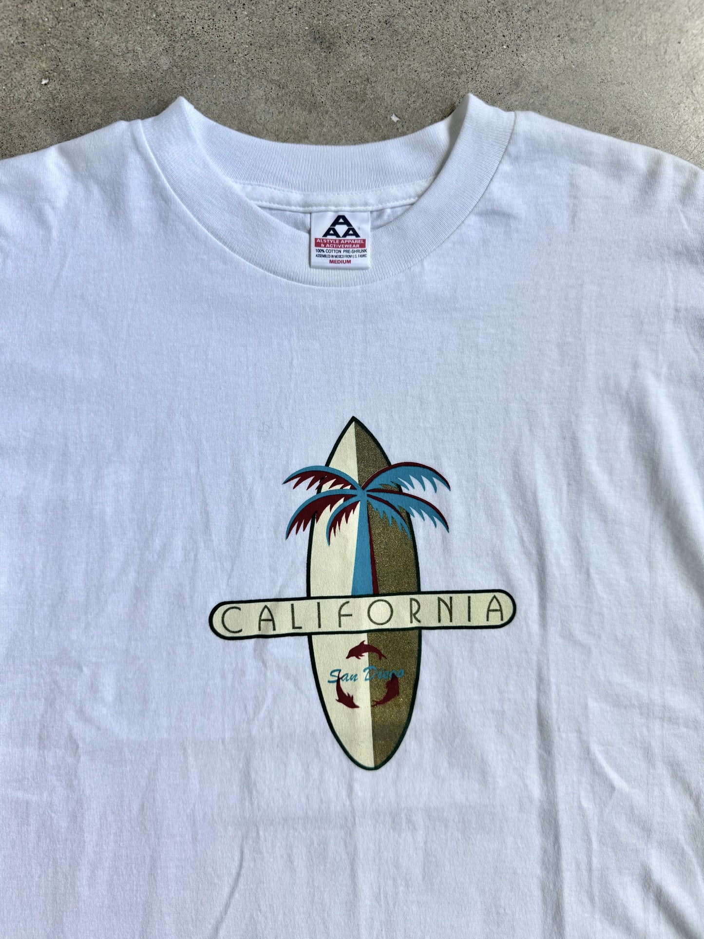 Vintage 1990s San Diego California Surf Board Graphic Tee | Medium