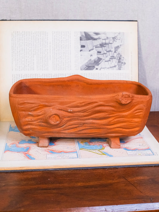Vintage Italian Terracotta Tree Stump Footed Planter