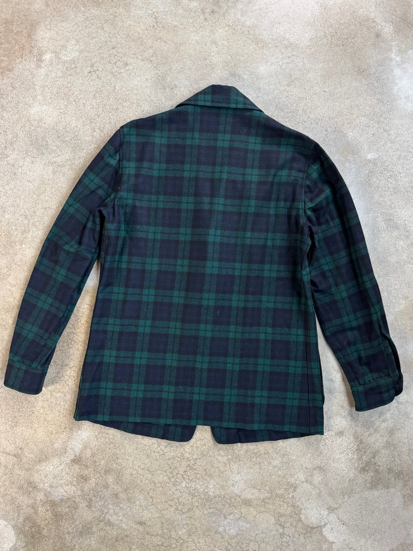 Vintage 1950s/60s Pendleton Green Tartan Plaid 100% Wool Chore Jacket | Medium