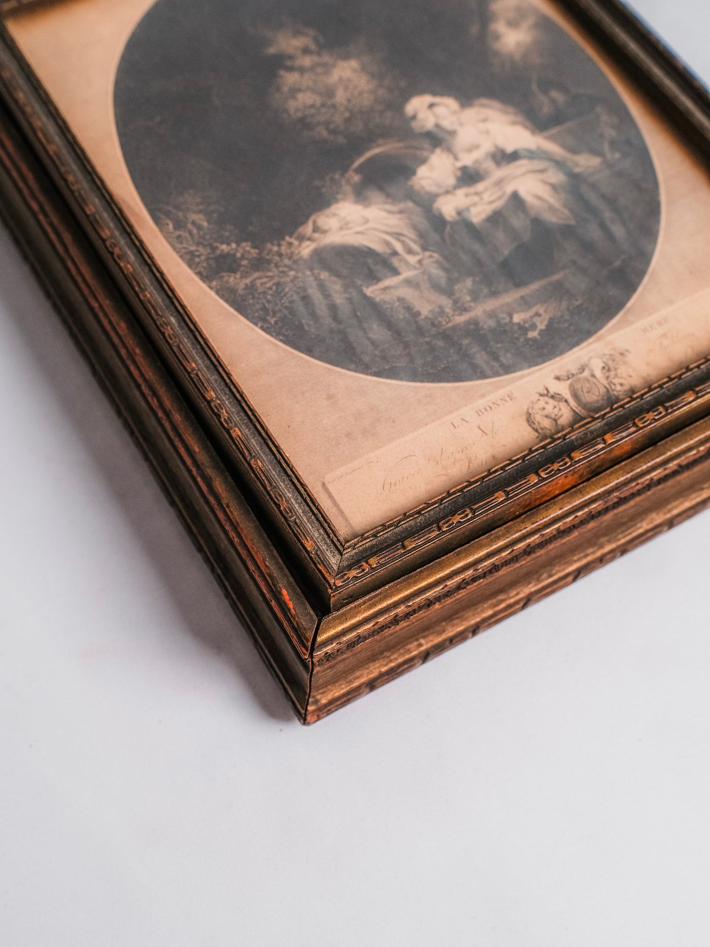 Antique Victorian "La Bonne Mère" Hinged Jewelry Box