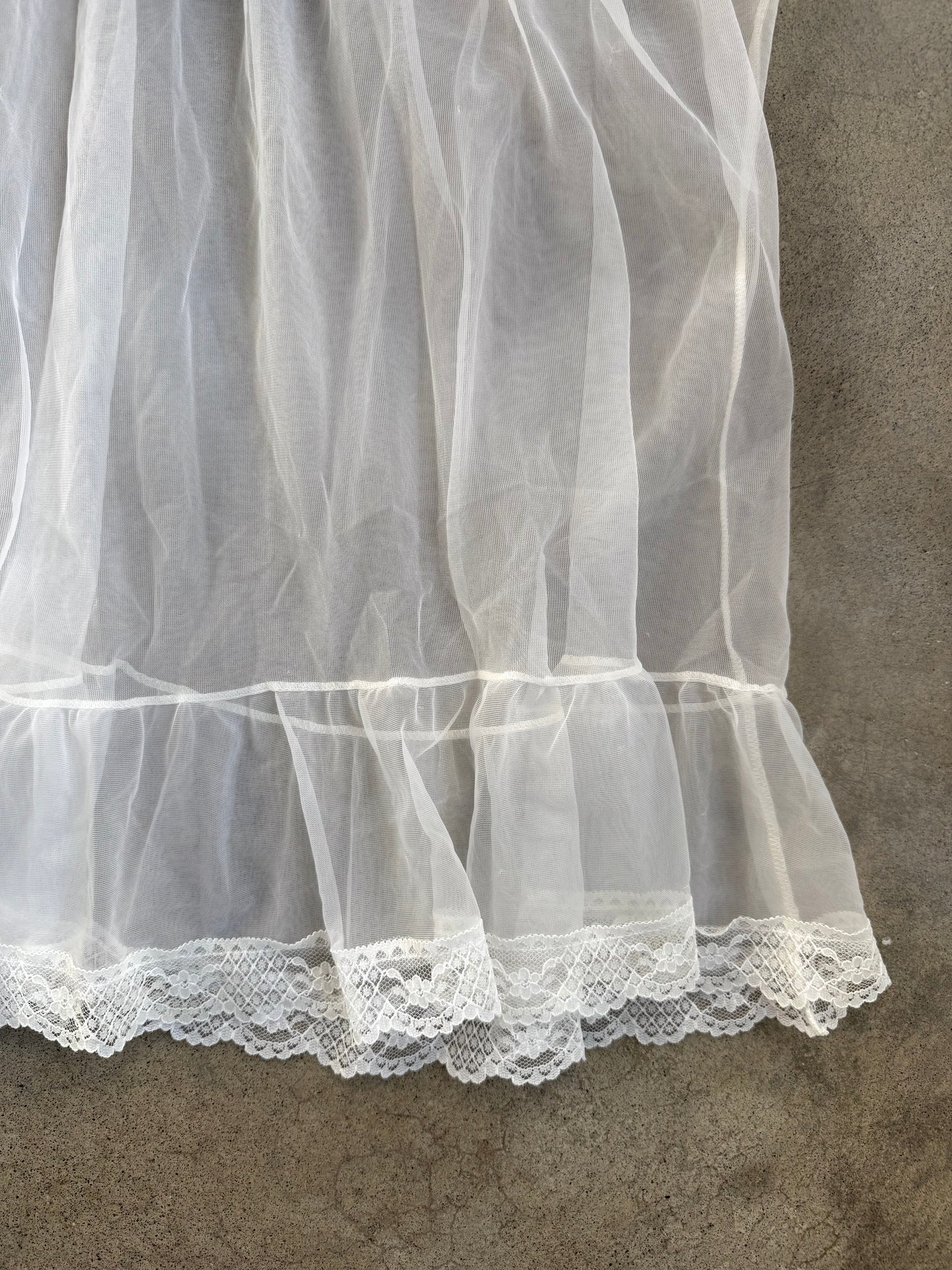 Vintage 1980s Quiet Moments Sheer Frilled Babydoll Top | Large