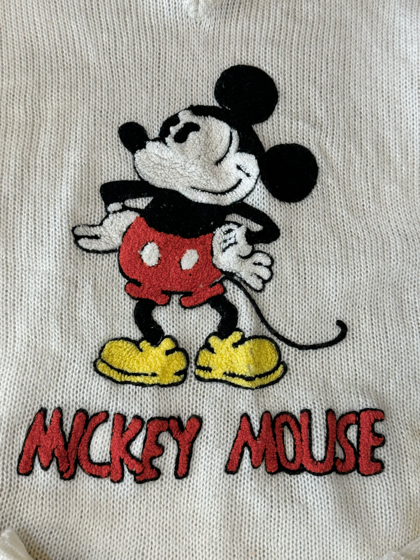 Vintage Disney Mickey Mouse Acrylic Knit V-Neck Sweater | Medium