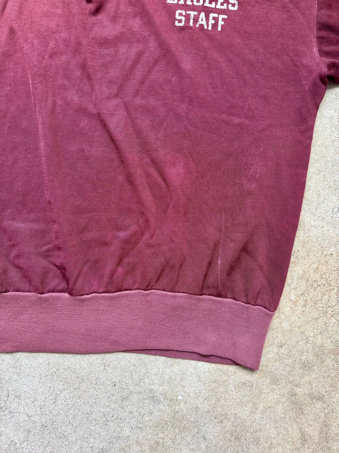 Vintage 1960s Champion Burgundy “Linden Eagles Staff” Quarter-Zip Polo Shirt | Large