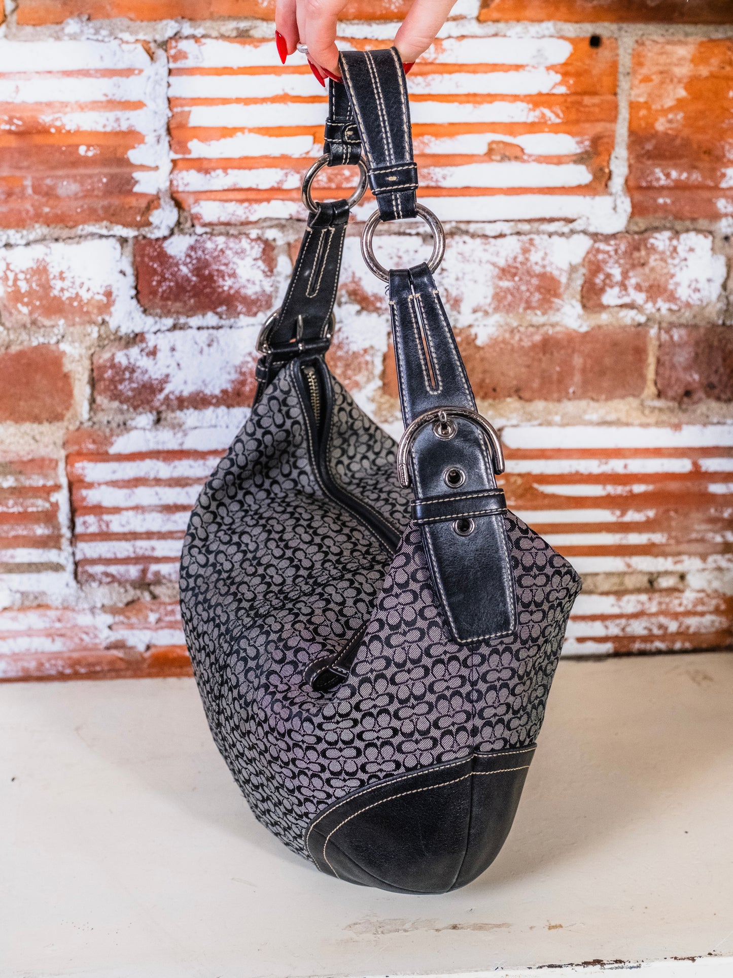 Vintage Coach Black Soho Signature Hobo Shoulder Bag | Style No. 1461