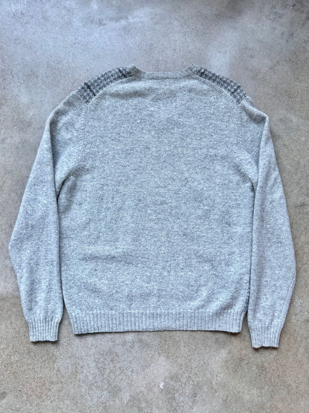 Vintage 1990s Brooks Brothers Houndstooth Plaid Shetland Wool V-Neck Sweater | XL