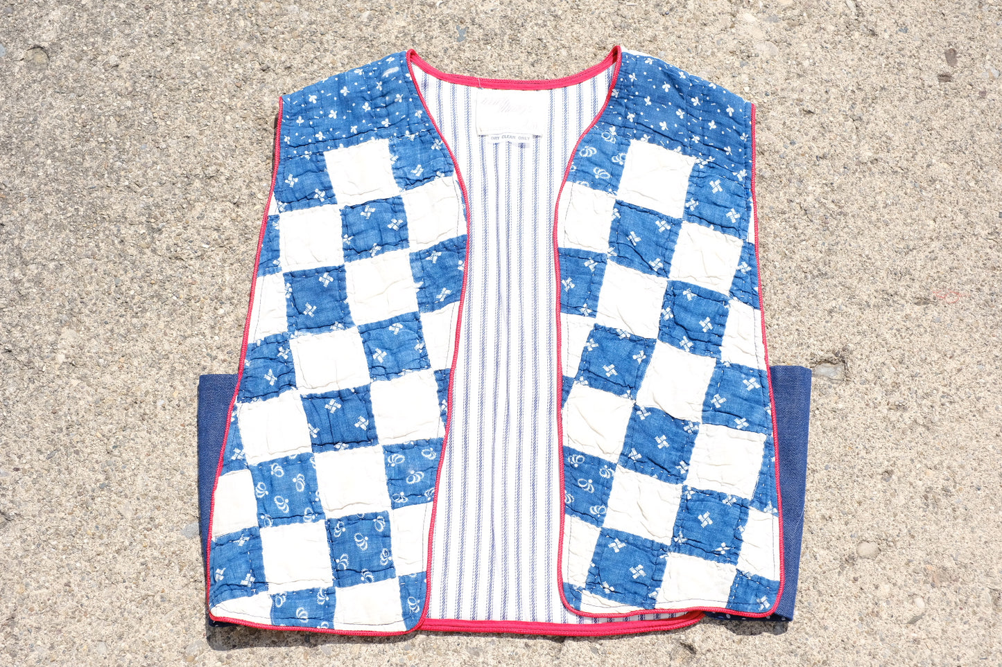 Vintage Mary Things Quilted Vest | Blue and White Squares