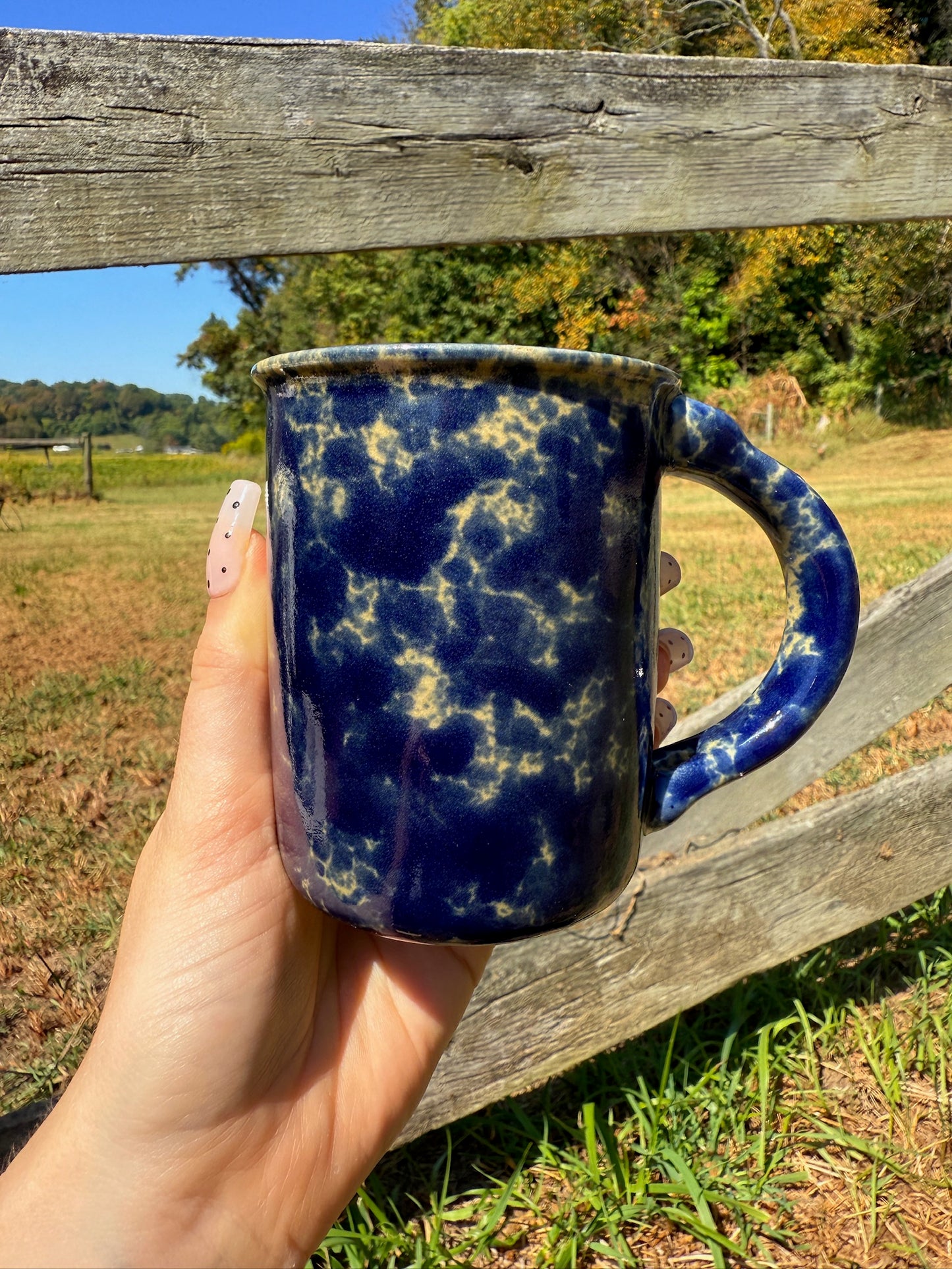 Vintage 1960s Bennington Potters Agate Blue Mugs | Set of 3
