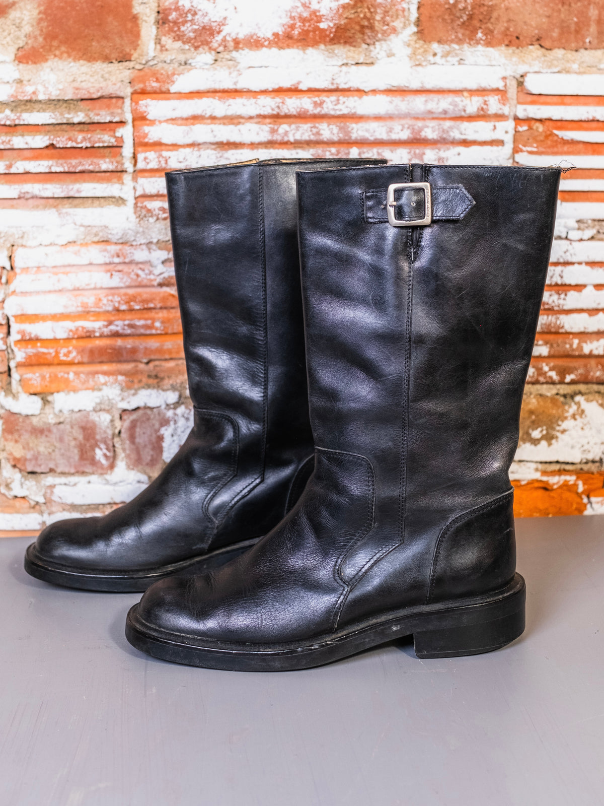 Vintage Coach Black Italian Leather Mid-Calf Moto Boots | Women’s 7.5