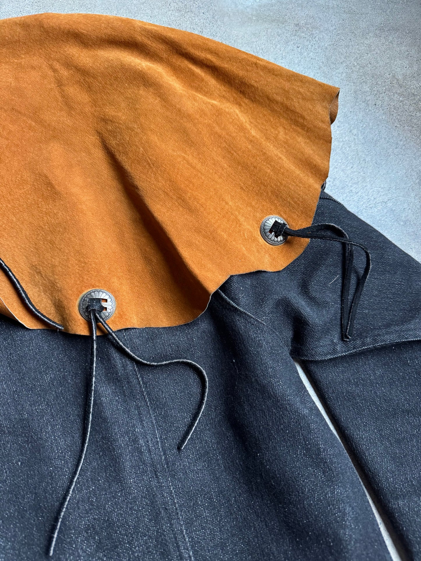 Vintage 1970s Western Suede & Black Denim Ranchers Jacket | Large