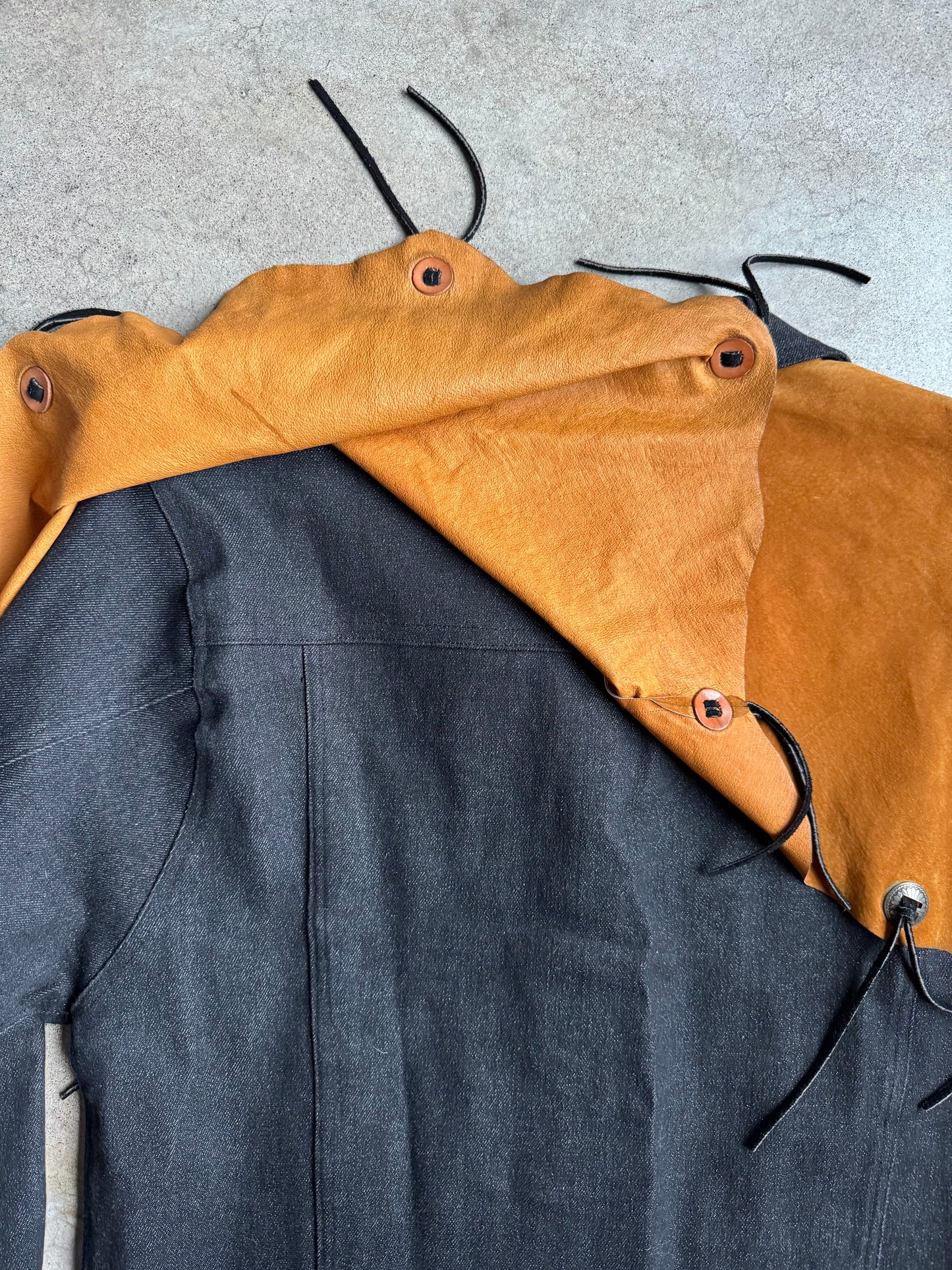 Vintage 1970s Western Suede & Black Denim Ranchers Jacket | Large