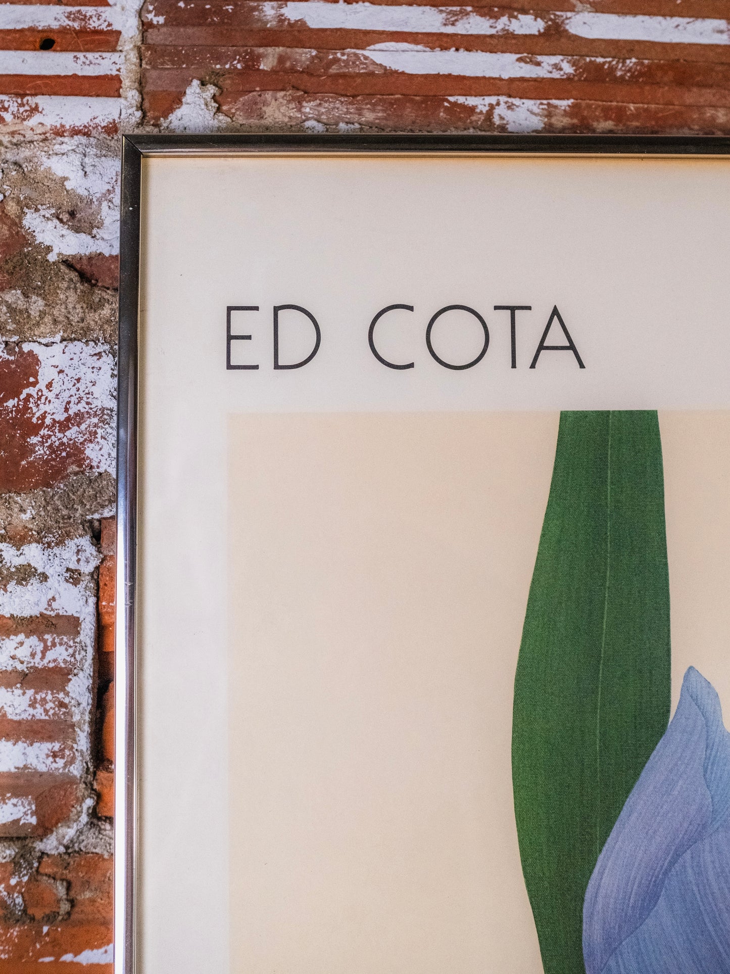 Vintage 1980s Framed Ed Cota Iris Exhibition Discovery Galleries Poster