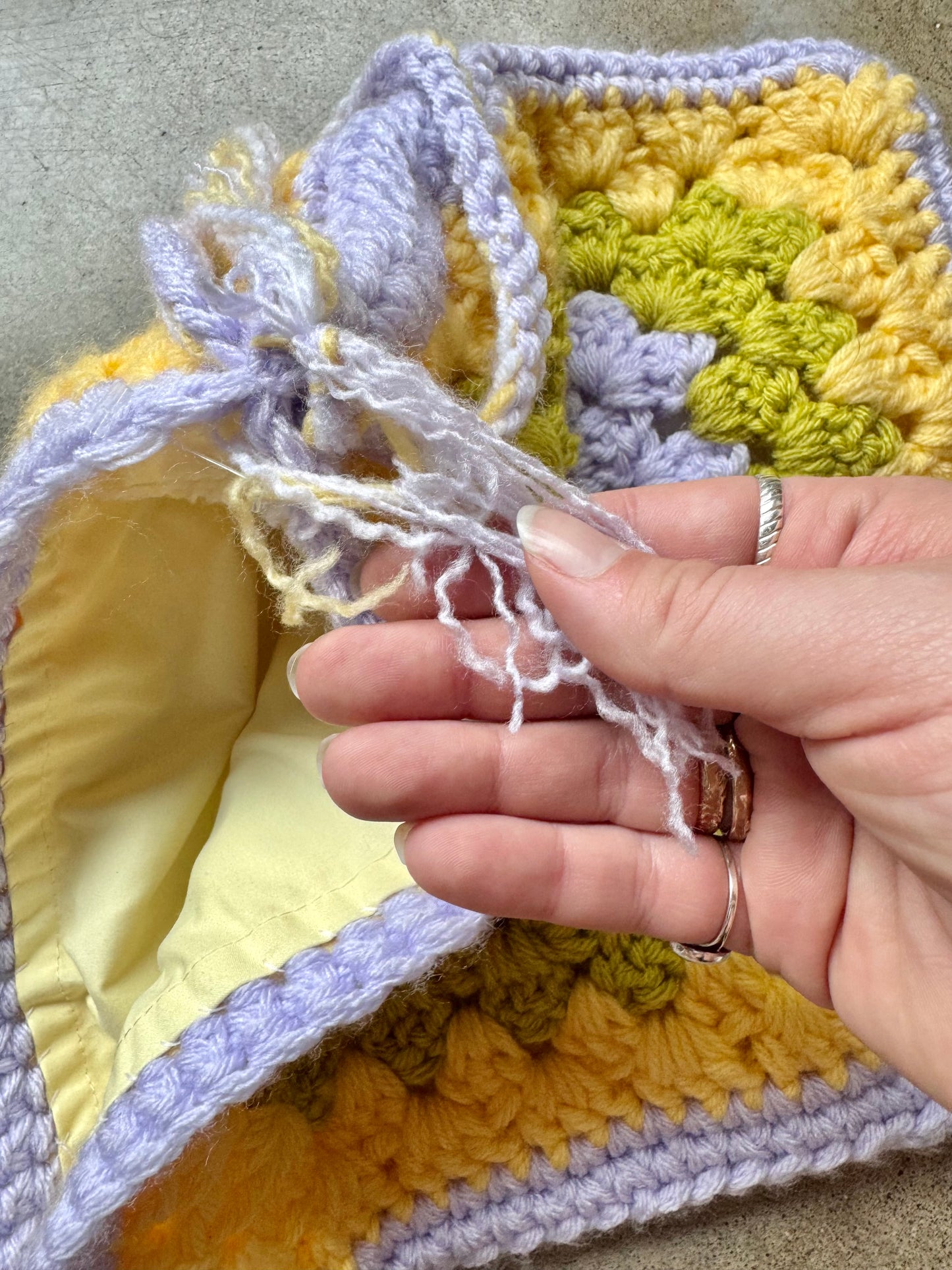 Handmade Floral Crochet Granny Square Bag