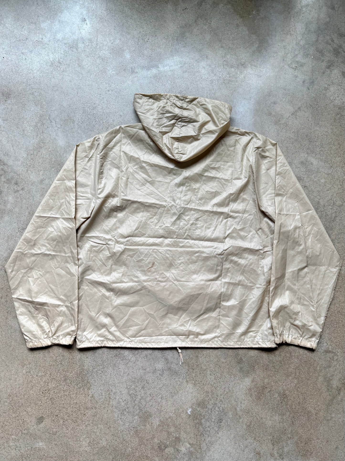 Vintage 1980s Izod Lacoste Tan Quarter-Zip Pullover Windbreaker | Large