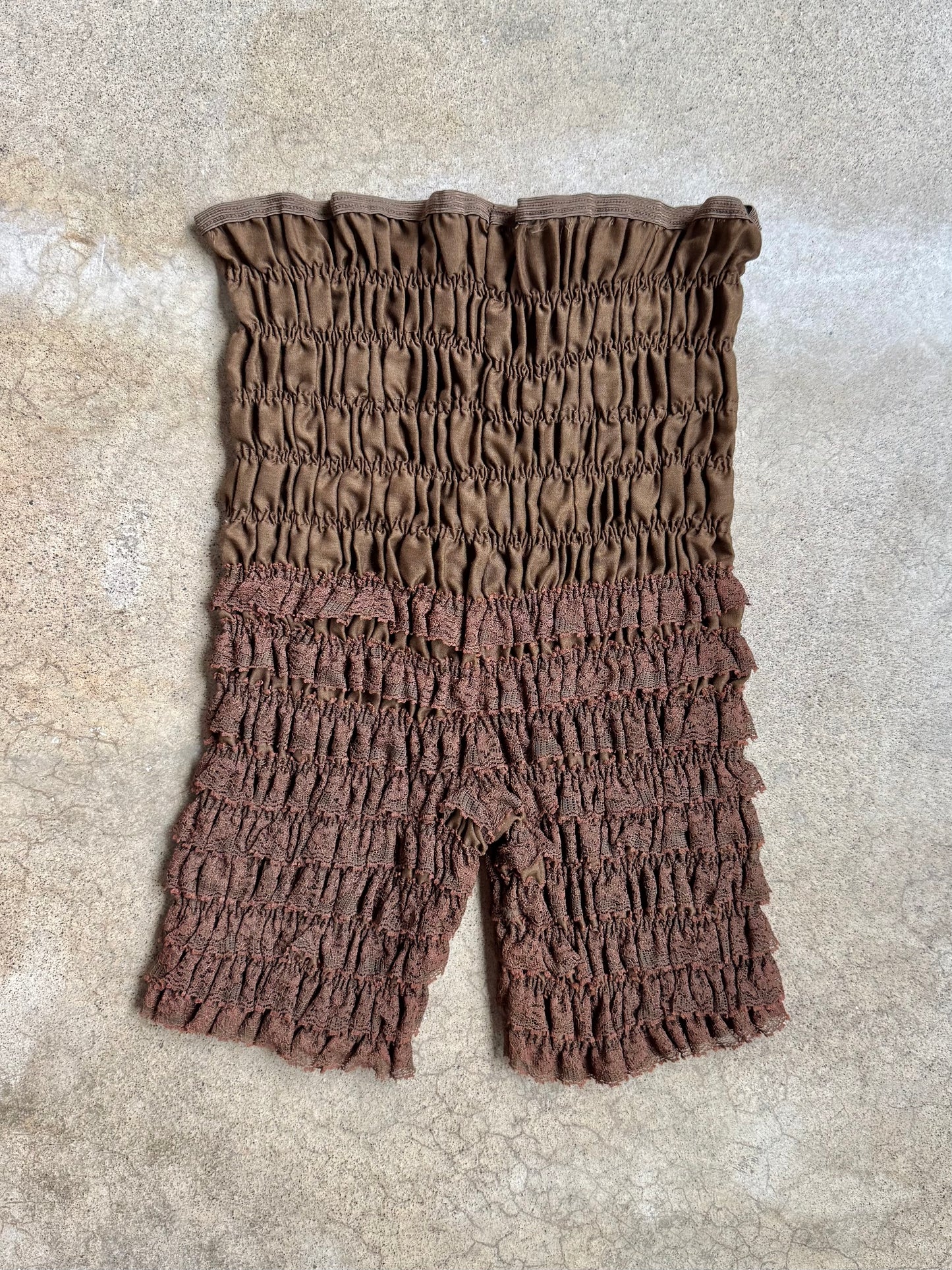Vintage 1970s Malco Modes Brown Lace Bloomers | Medium