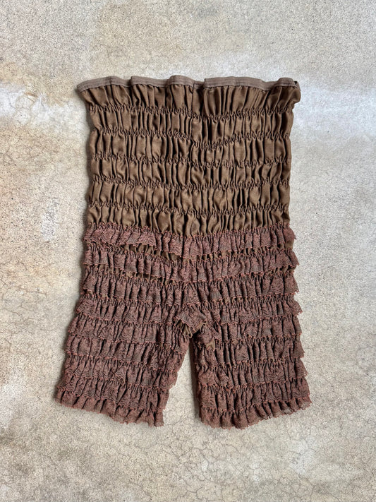 Vintage 1970s Malco Modes Brown Lace Bloomers | Medium