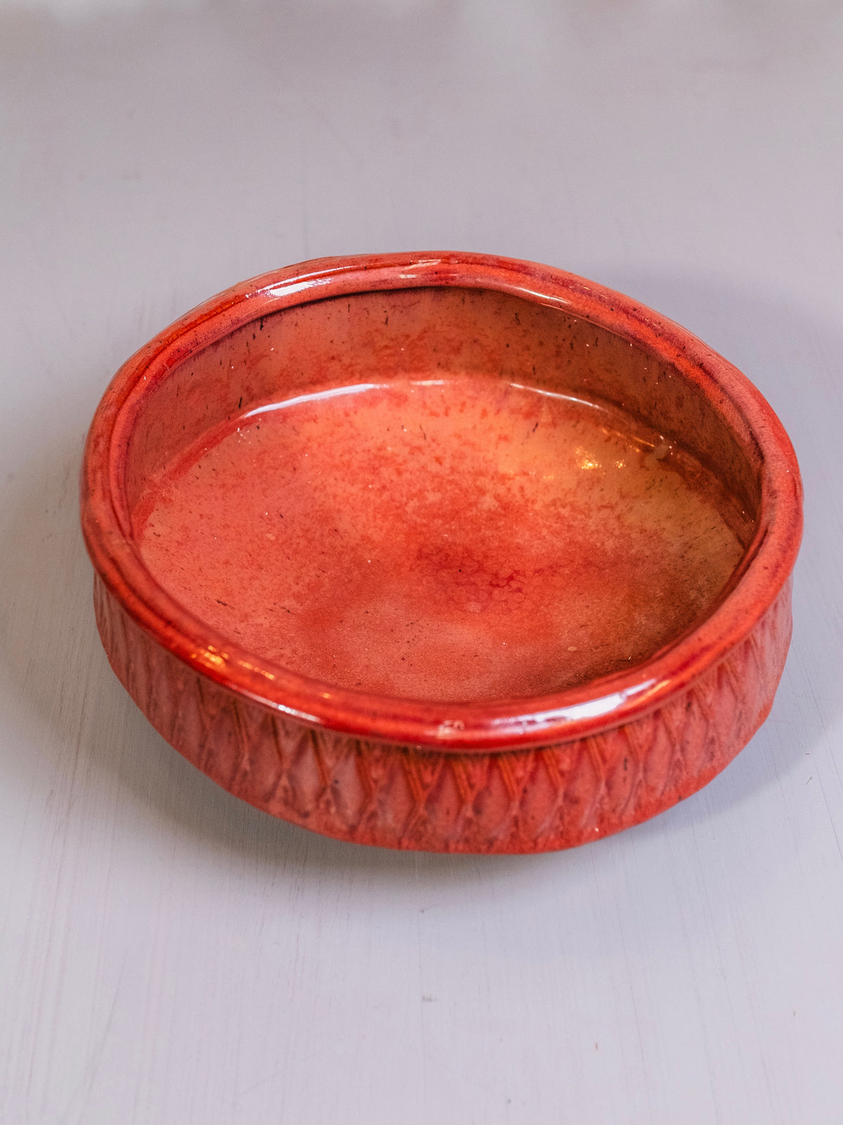Vintage Studio Pottery Red Glazed Centerpiece Bowl