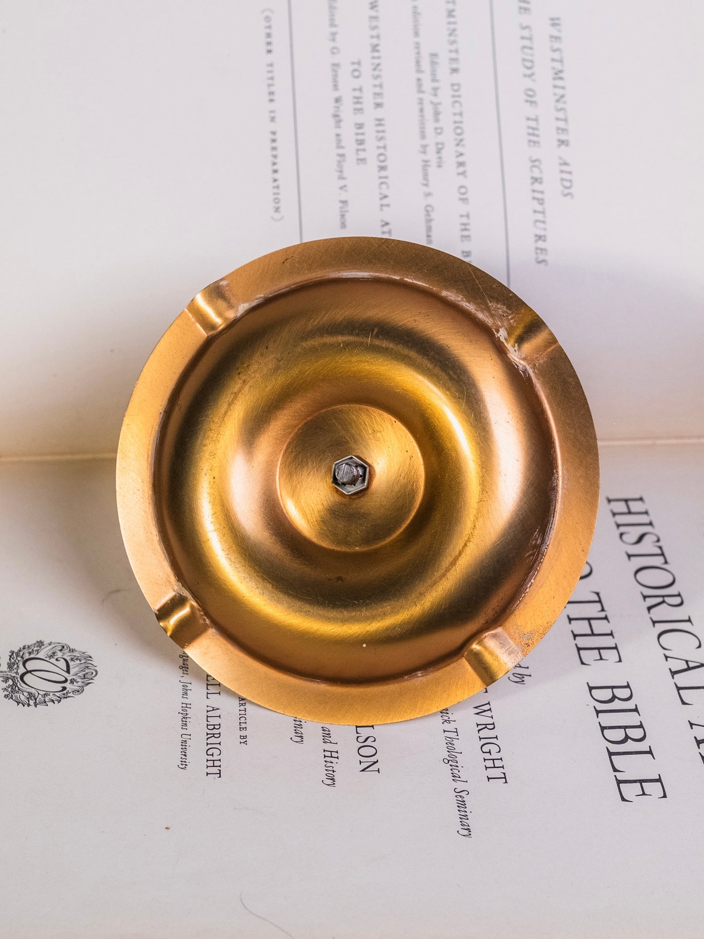 Vintage 1950s Solid Brass Bowling Trophy Ashtray