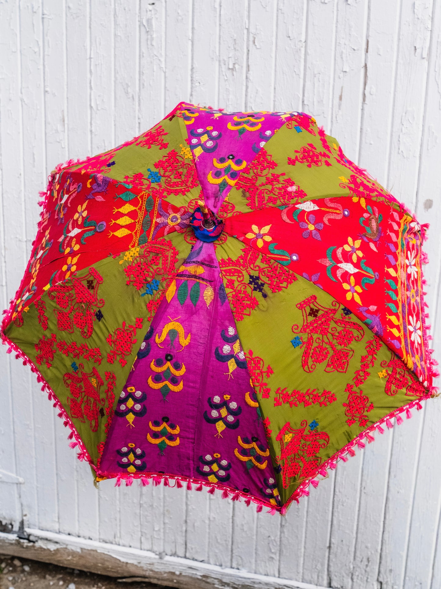 Vintage Indian Embroidered Parasol Umbrella