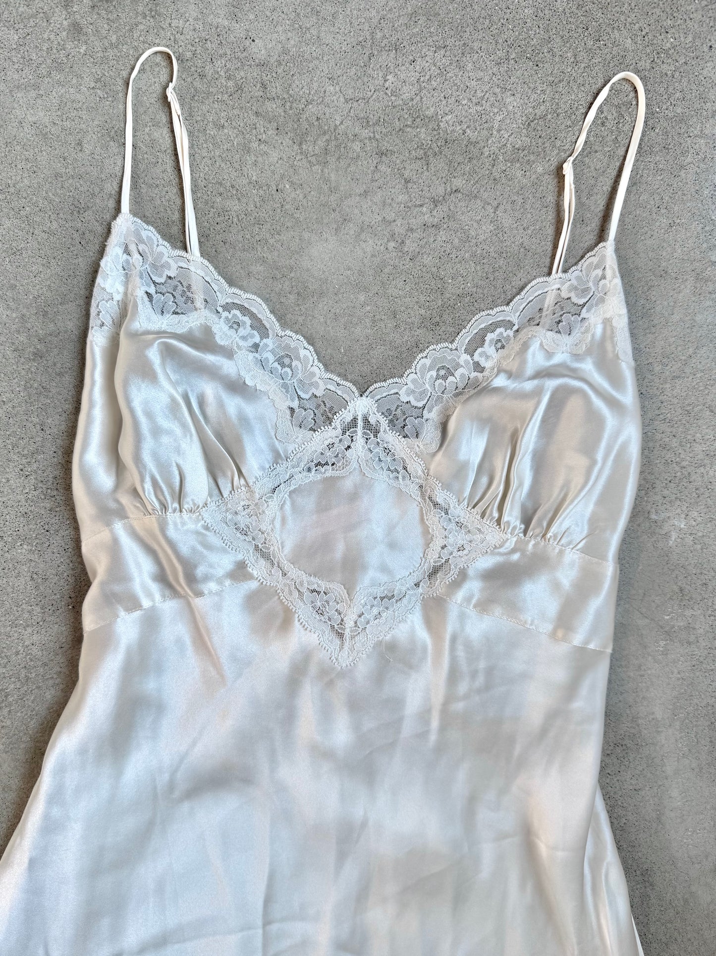 Vintage 2002 Victoria's Secret 100% Silk Lace Trim Maxi Slip Dress | XL