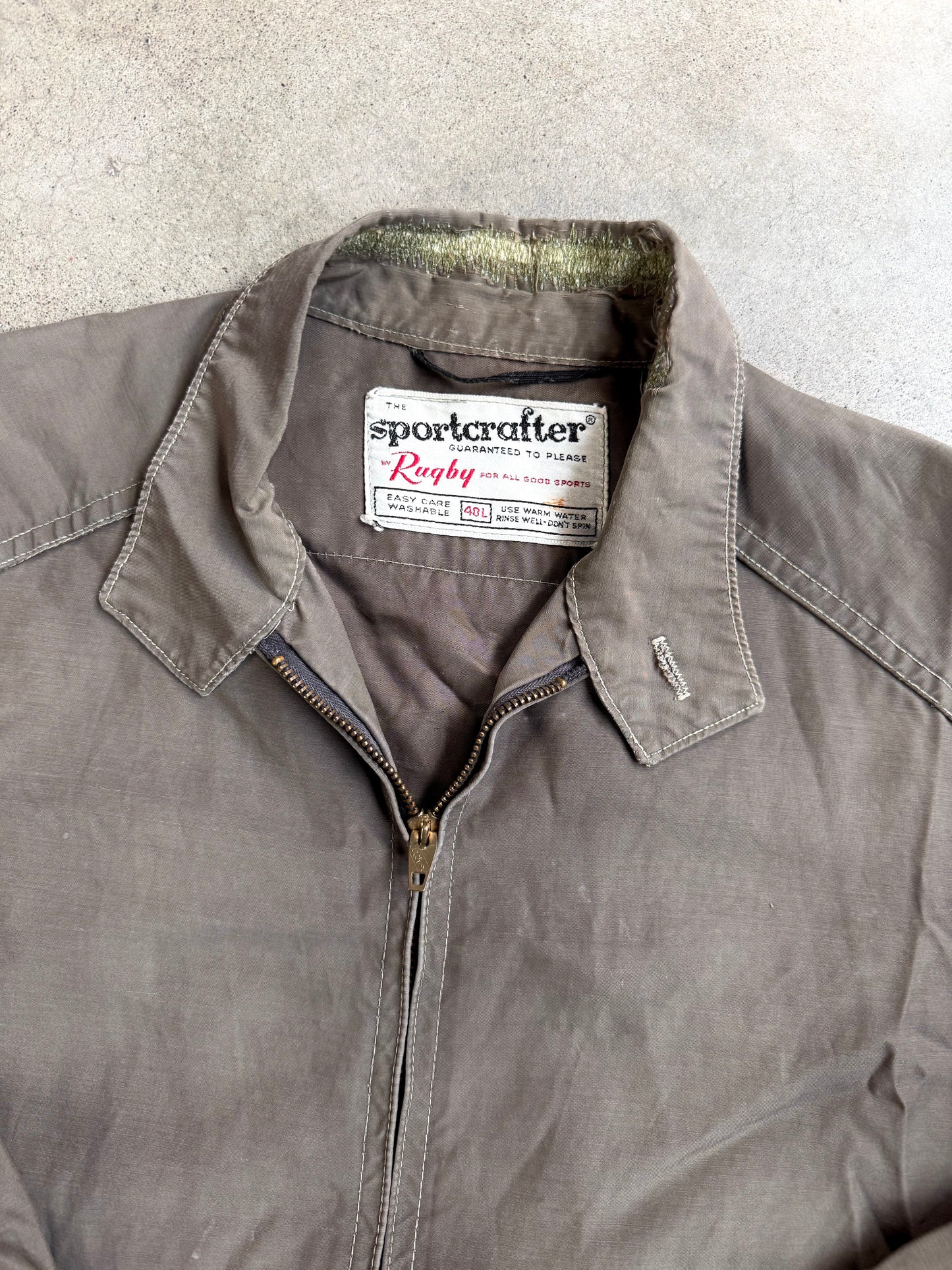 Vintage 1950s Sportcrafter by Rugby Worn Lightweight Zip-Up Jacket | 40L