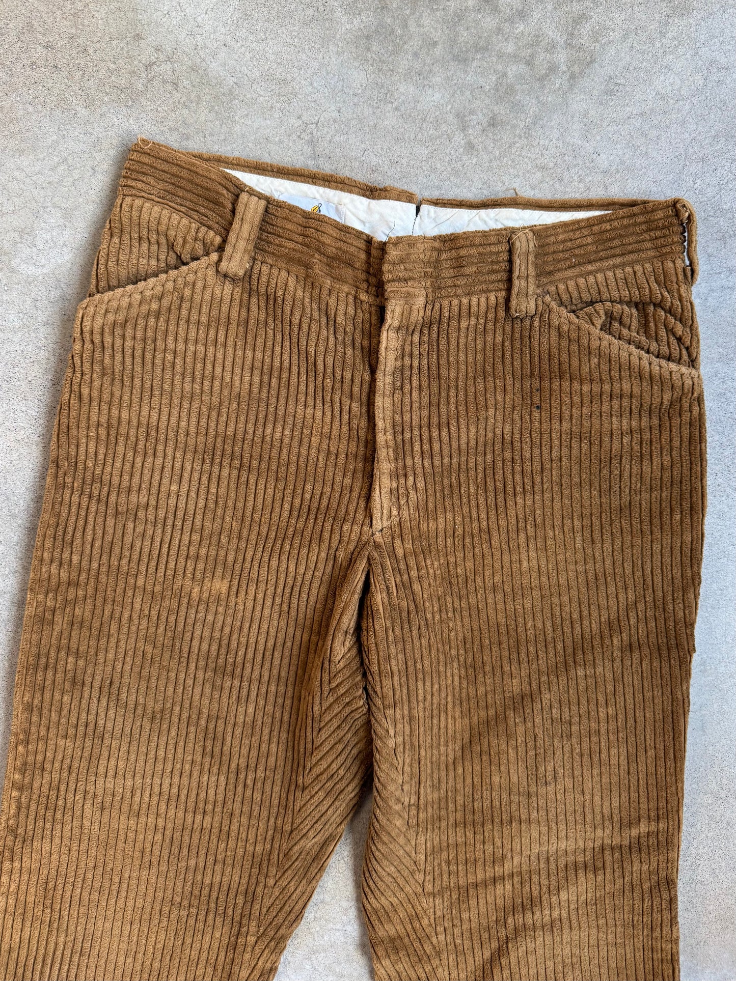 Vintage 1960s Shelby Slacks Brown Corduroy Flare Trousers | Waist 36”