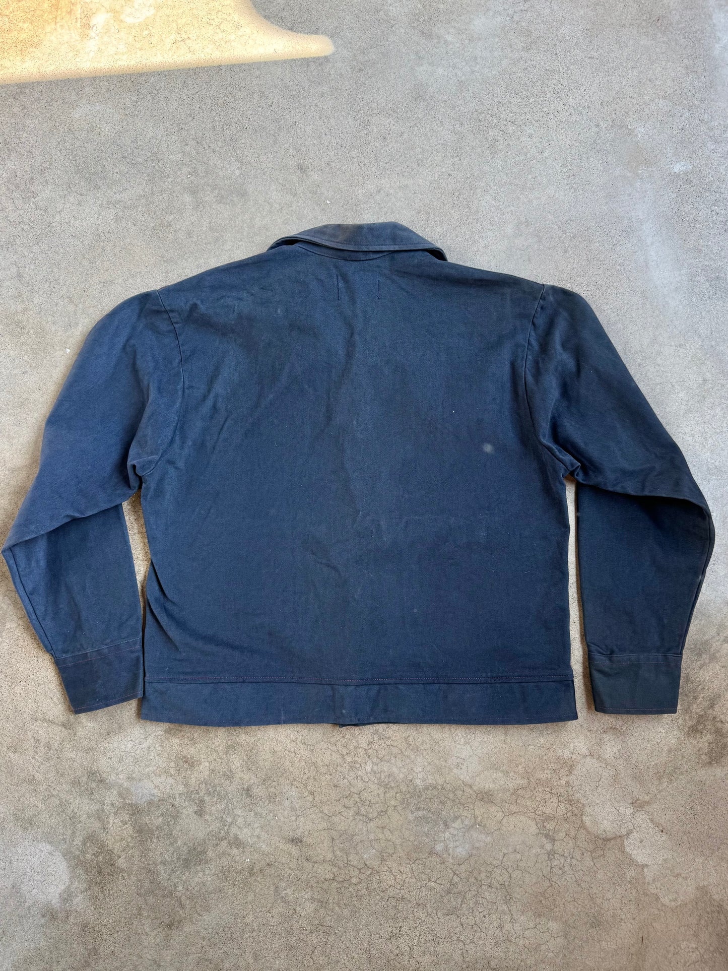 Vintage 1960s Sears Kings Road Navy Brushed Denim Work Jacket | Large