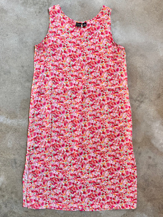Vintage 1990s Erika Pink Floral Sleeveless Maxi Dress | 2X
