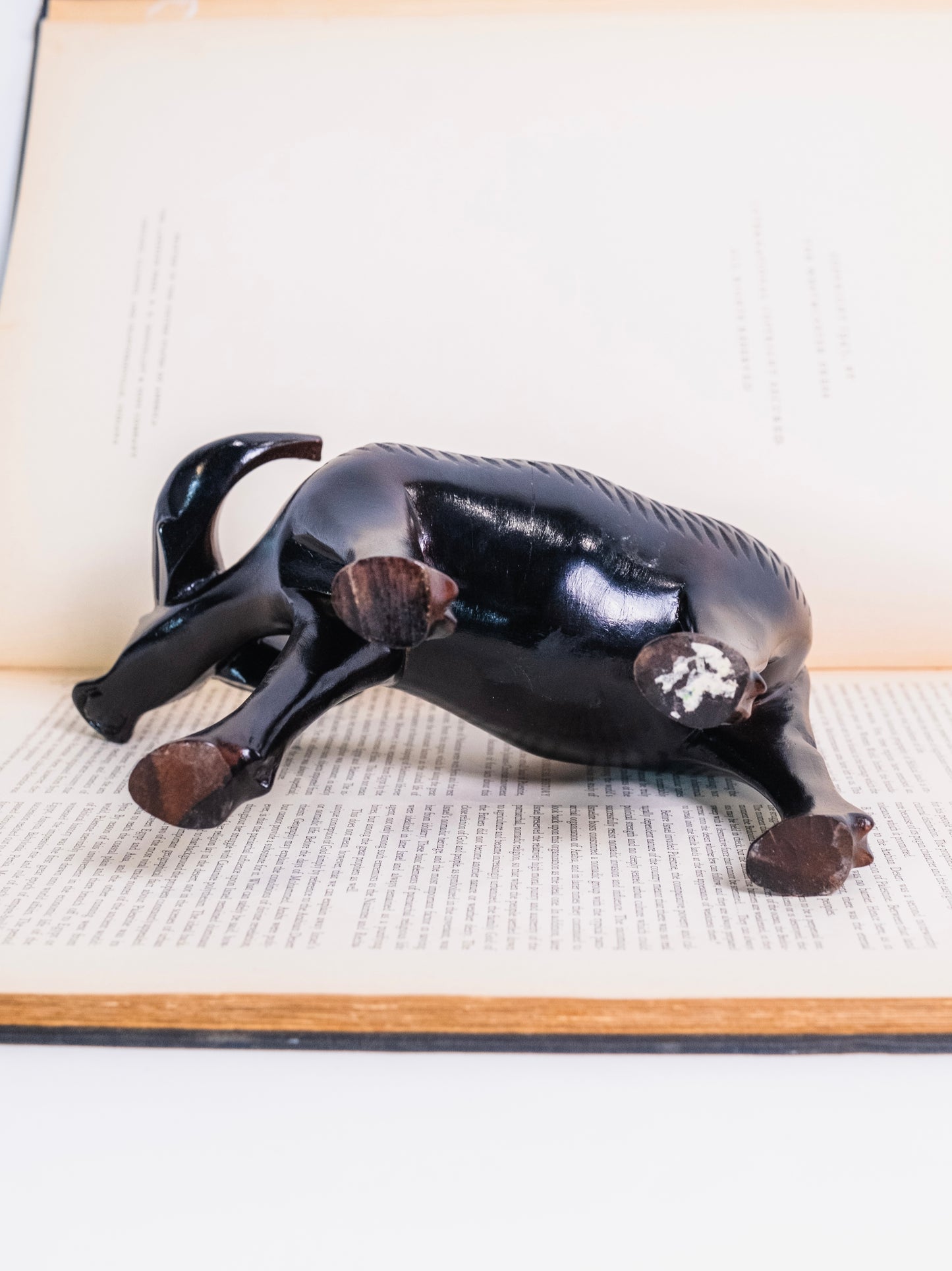 Vintage 1950s Wood-Carved Water Buffalo