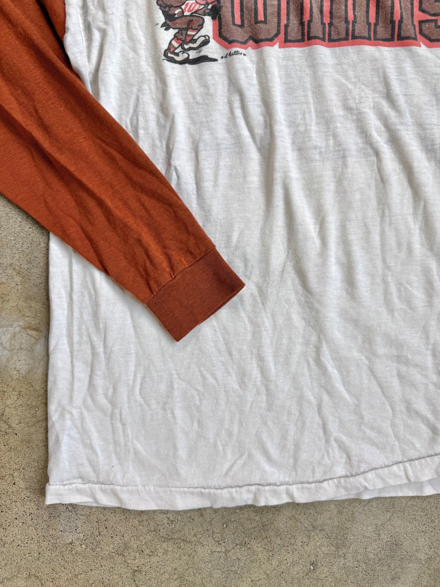 Vintage 1980s WMMS 101FM “The Buzzard” Cleveland Browns Long Sleeve Tee | Large