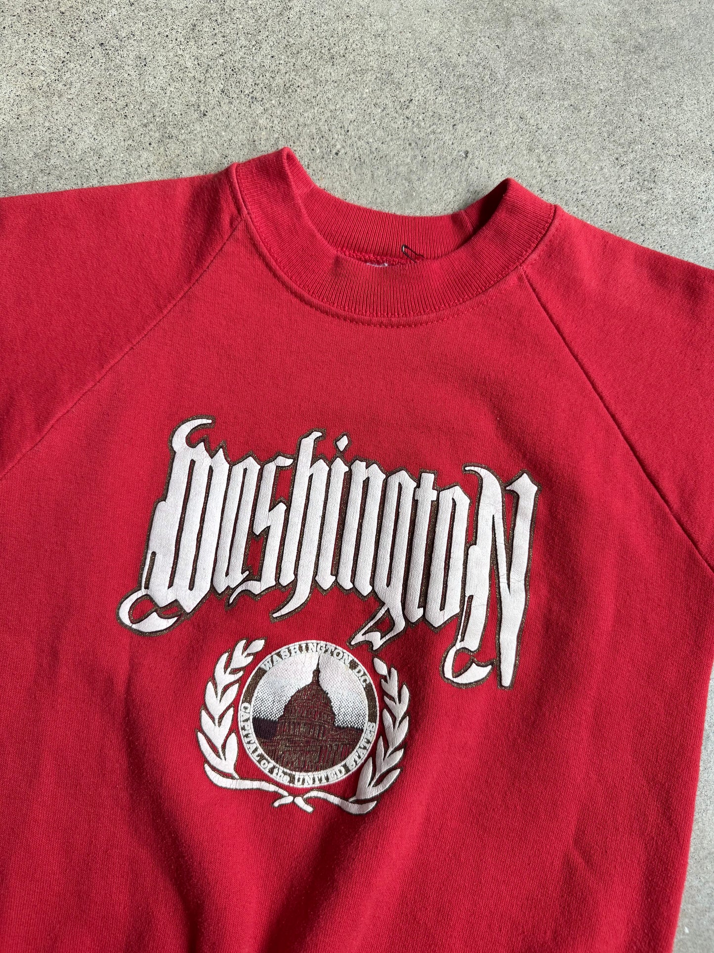 Vintage 1980s Washington DC Graphic Raglan Sweatshirt | Youth M