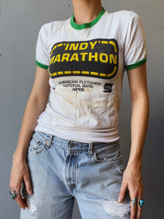 Vintage 1970s Indy Marathon 500 Festival Ringer Tee | Small