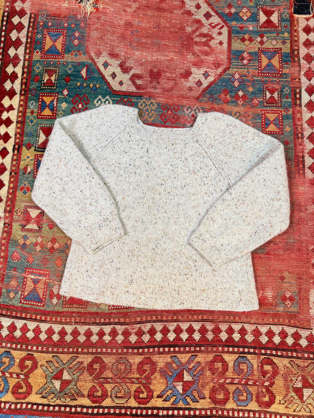 Vintage 1960's Handmade Cream Speckled 100% Wool Sweater