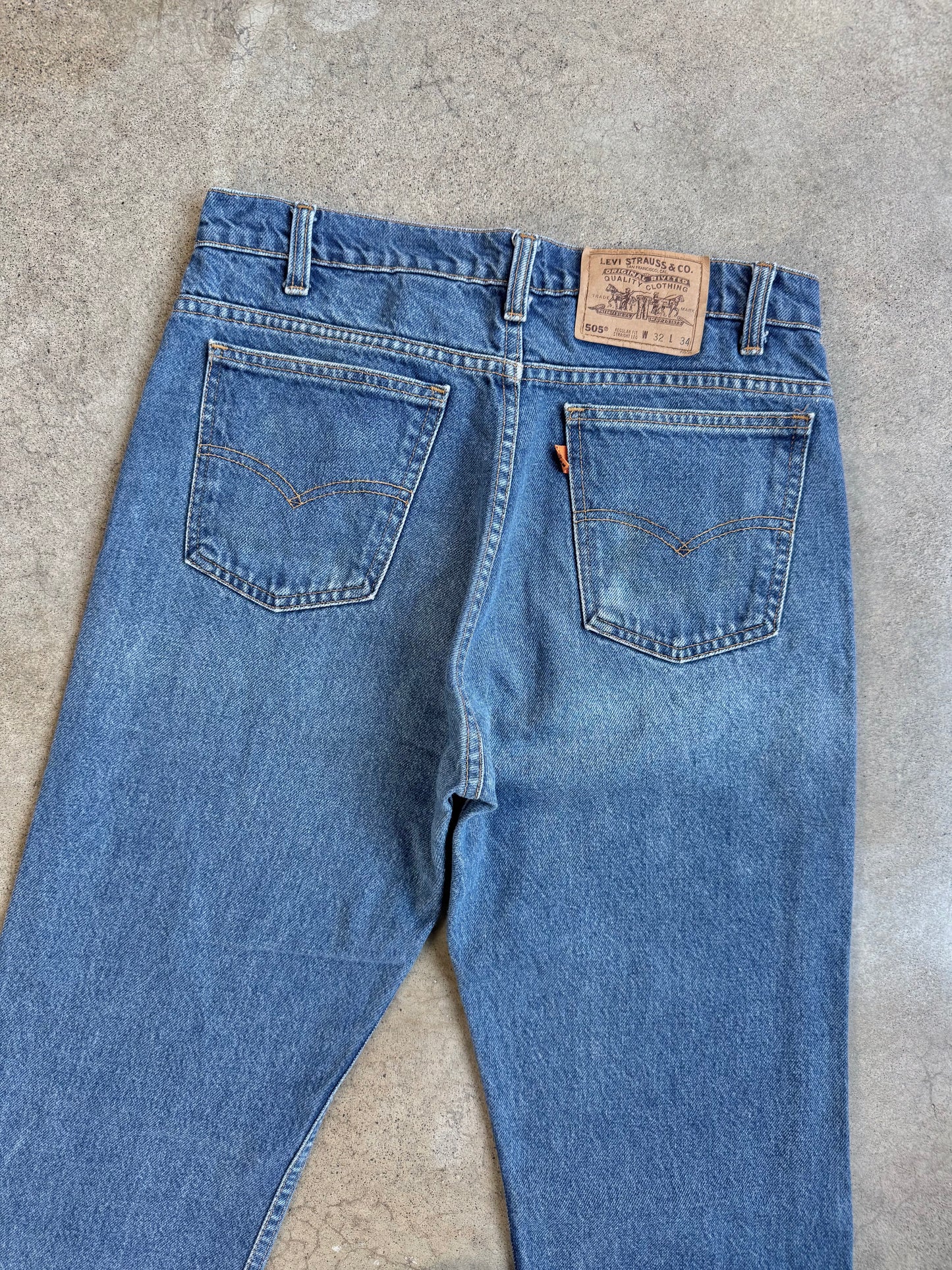 Vintage 1970s Levi's Orange Tab 505 Regular Fit Medium Wash Jeans | 32x34