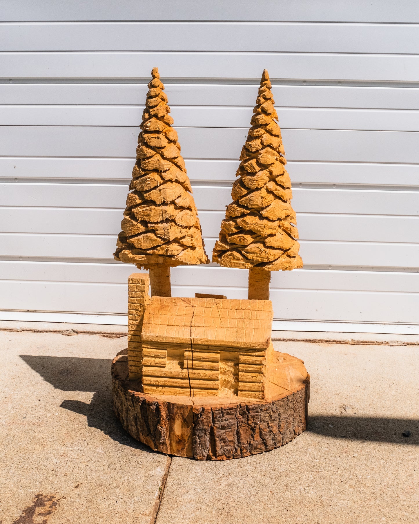 Wood-Carved Chainsaw "Cabin in the Woods" Sculpture