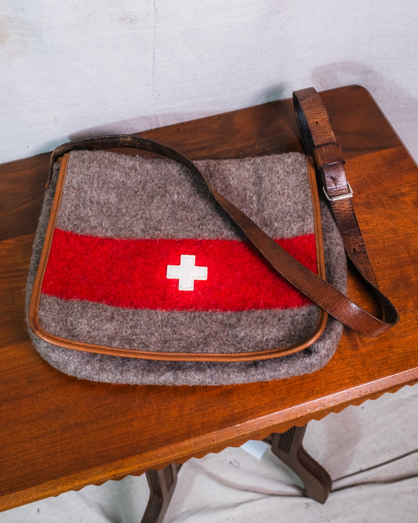 Vintage-Style Karlen Swiss Army Wool Crossbody Messenger Bag