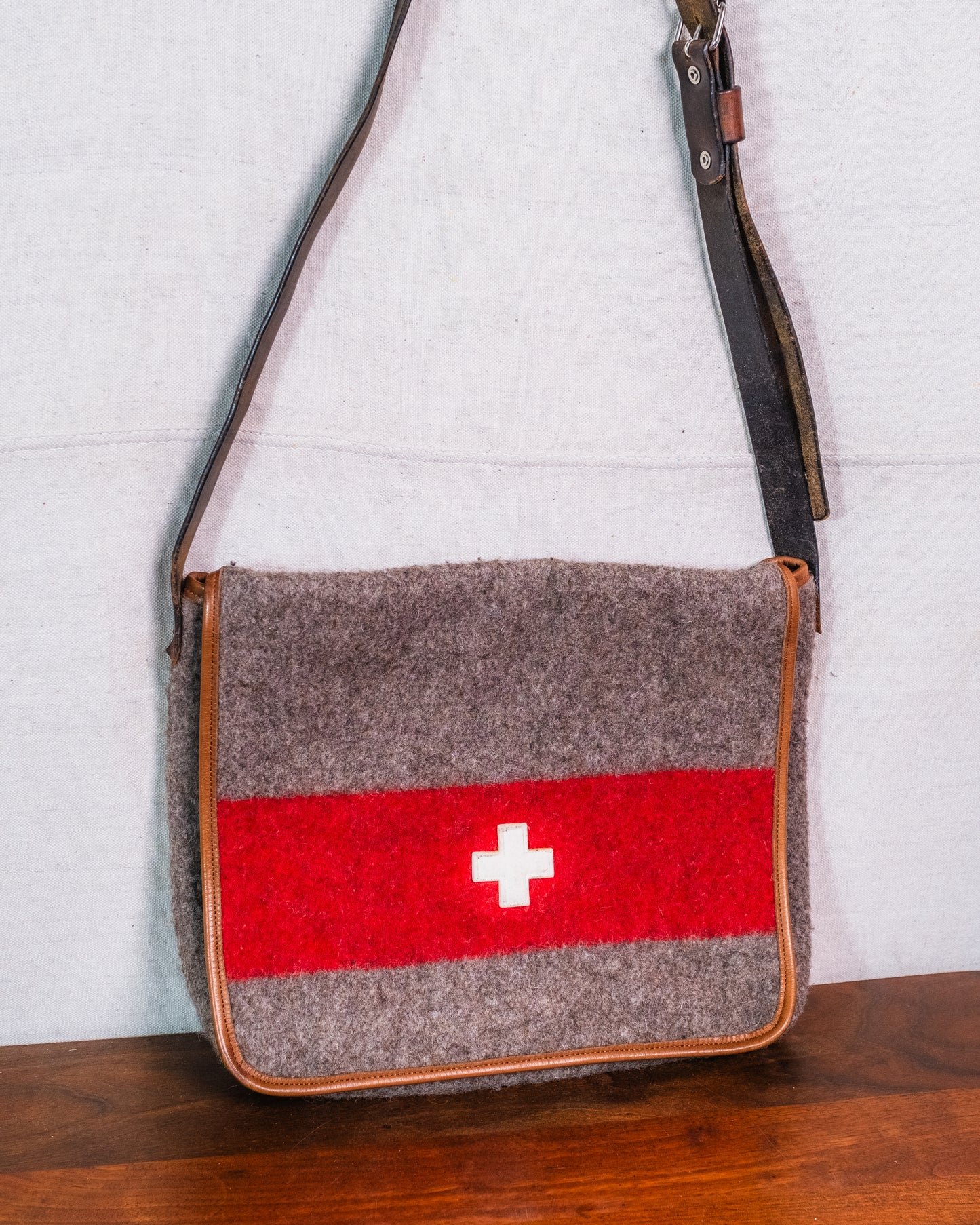 Vintage-Style Karlen Swiss Army Wool Crossbody Messenger Bag