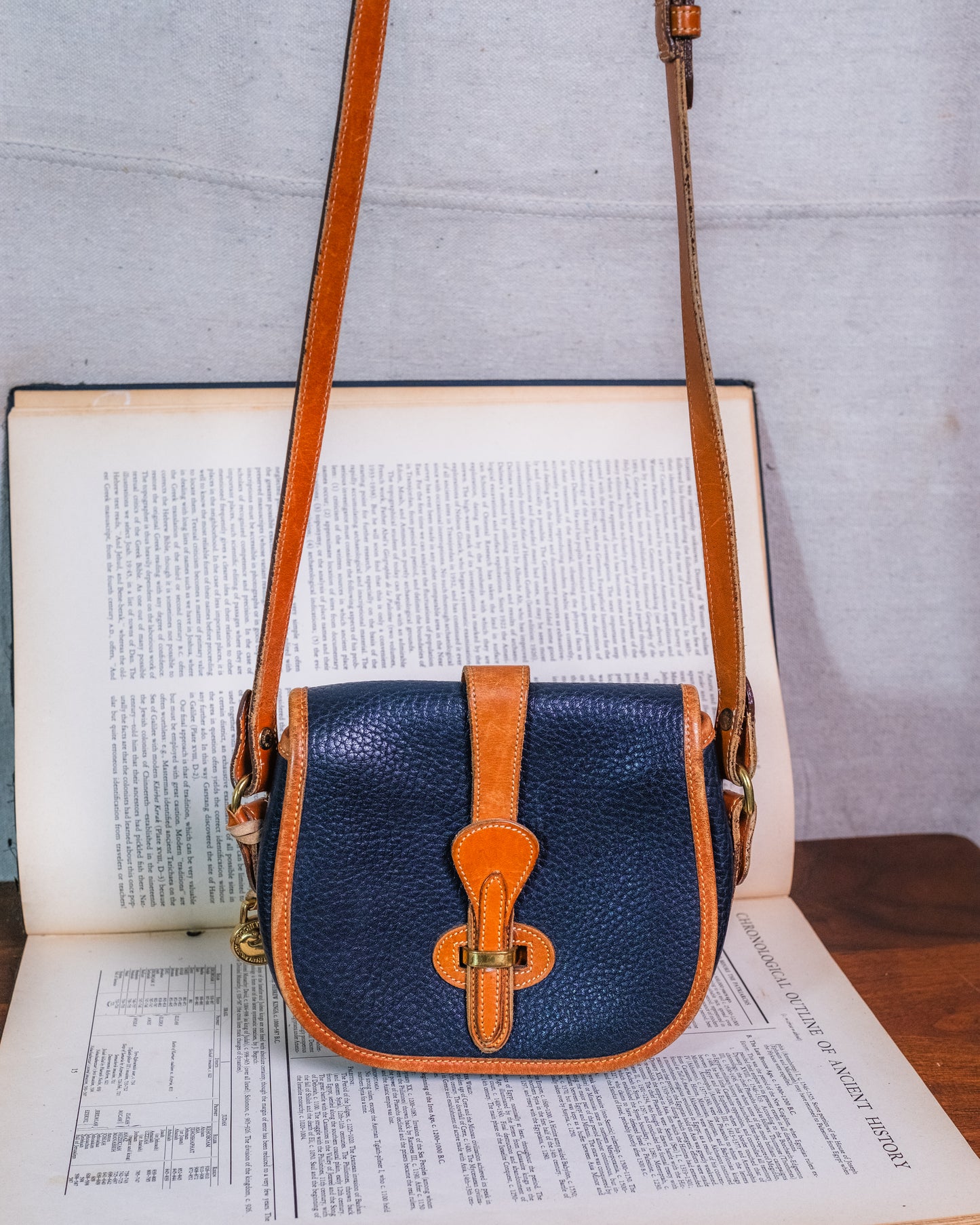 Vintage 1980s Dooney & Bourke Two-Tone Leather Crossbody Bag