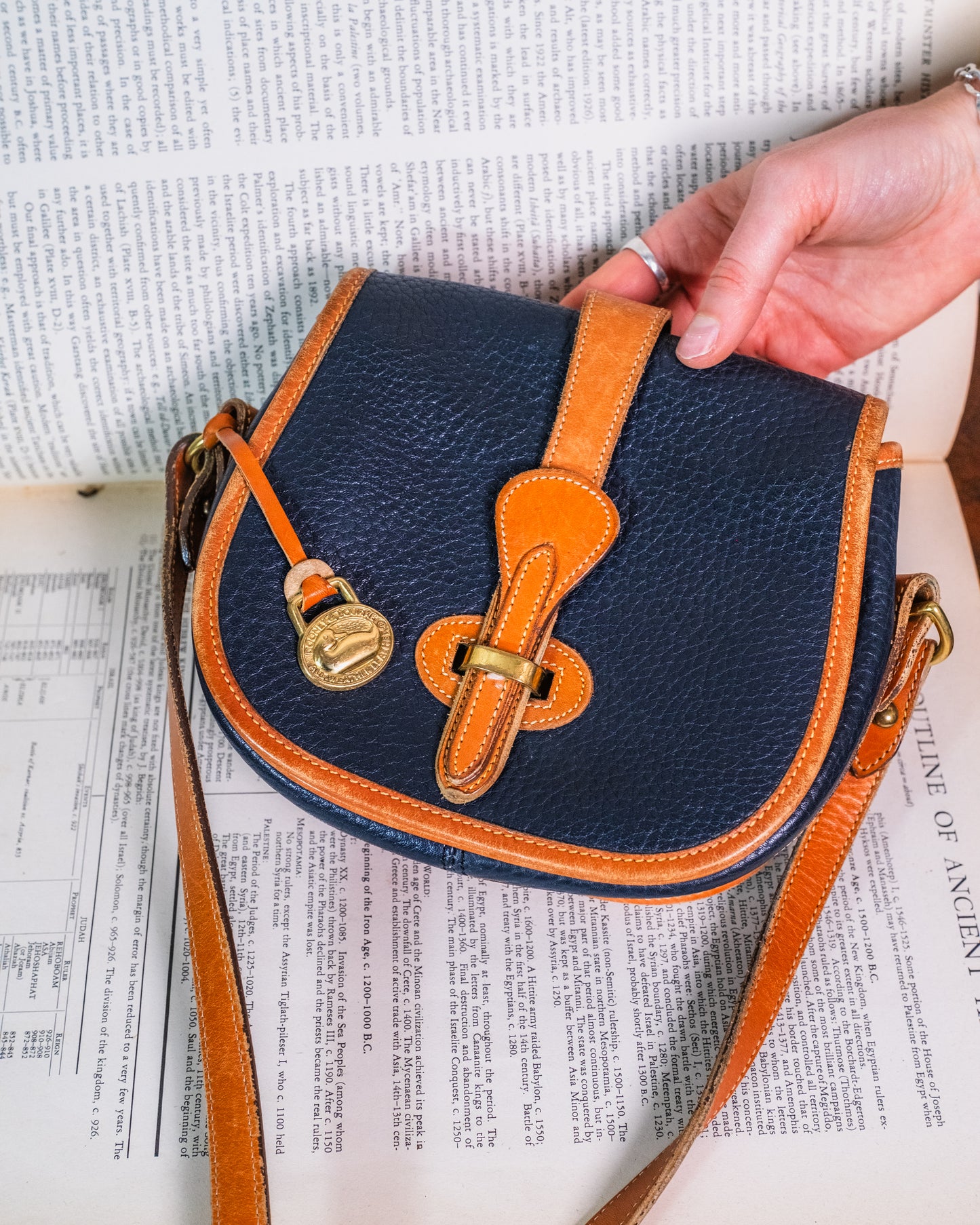 Vintage 1980s Dooney & Bourke Two-Tone Leather Crossbody Bag