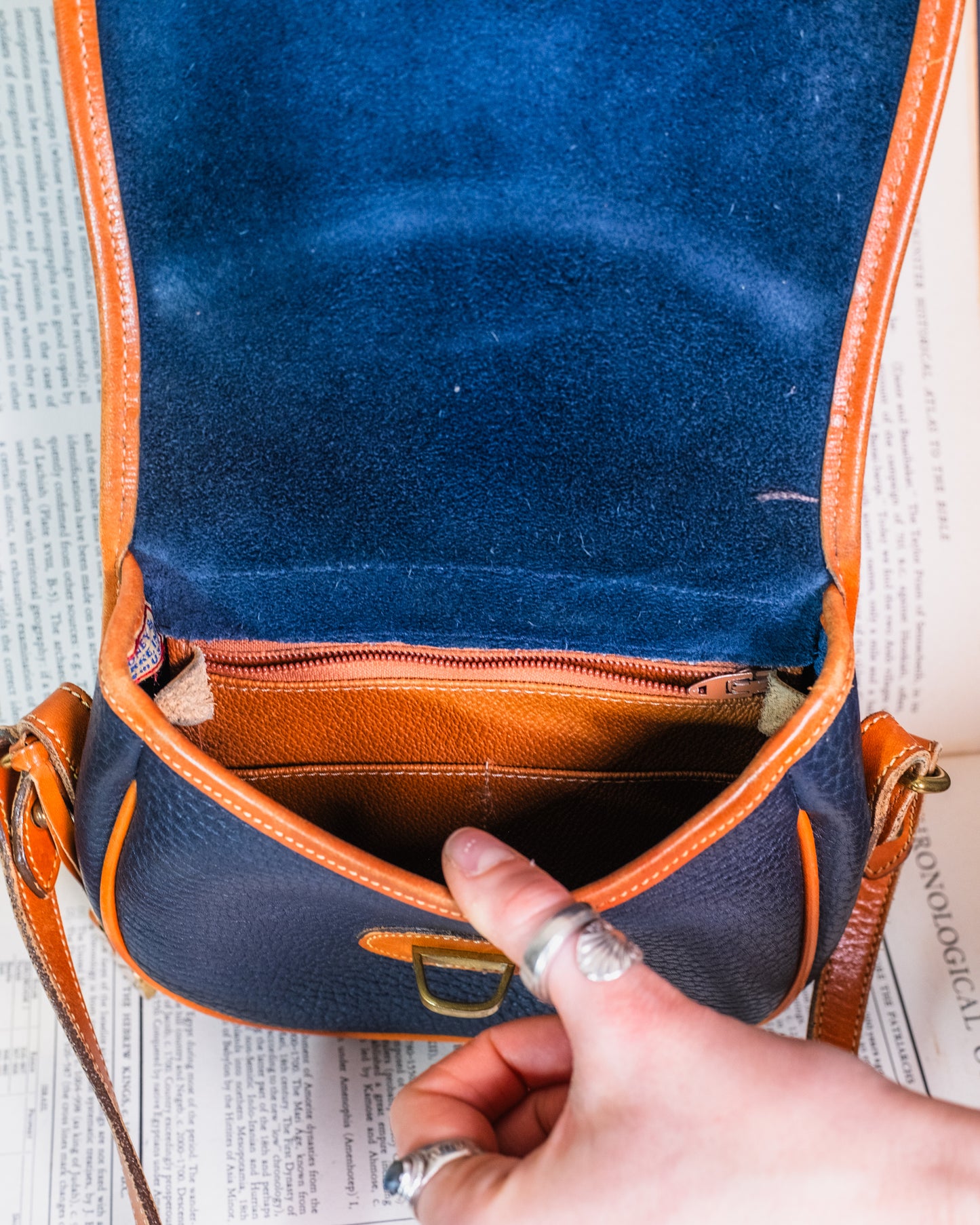 Vintage 1980s Dooney & Bourke Two-Tone Leather Crossbody Bag