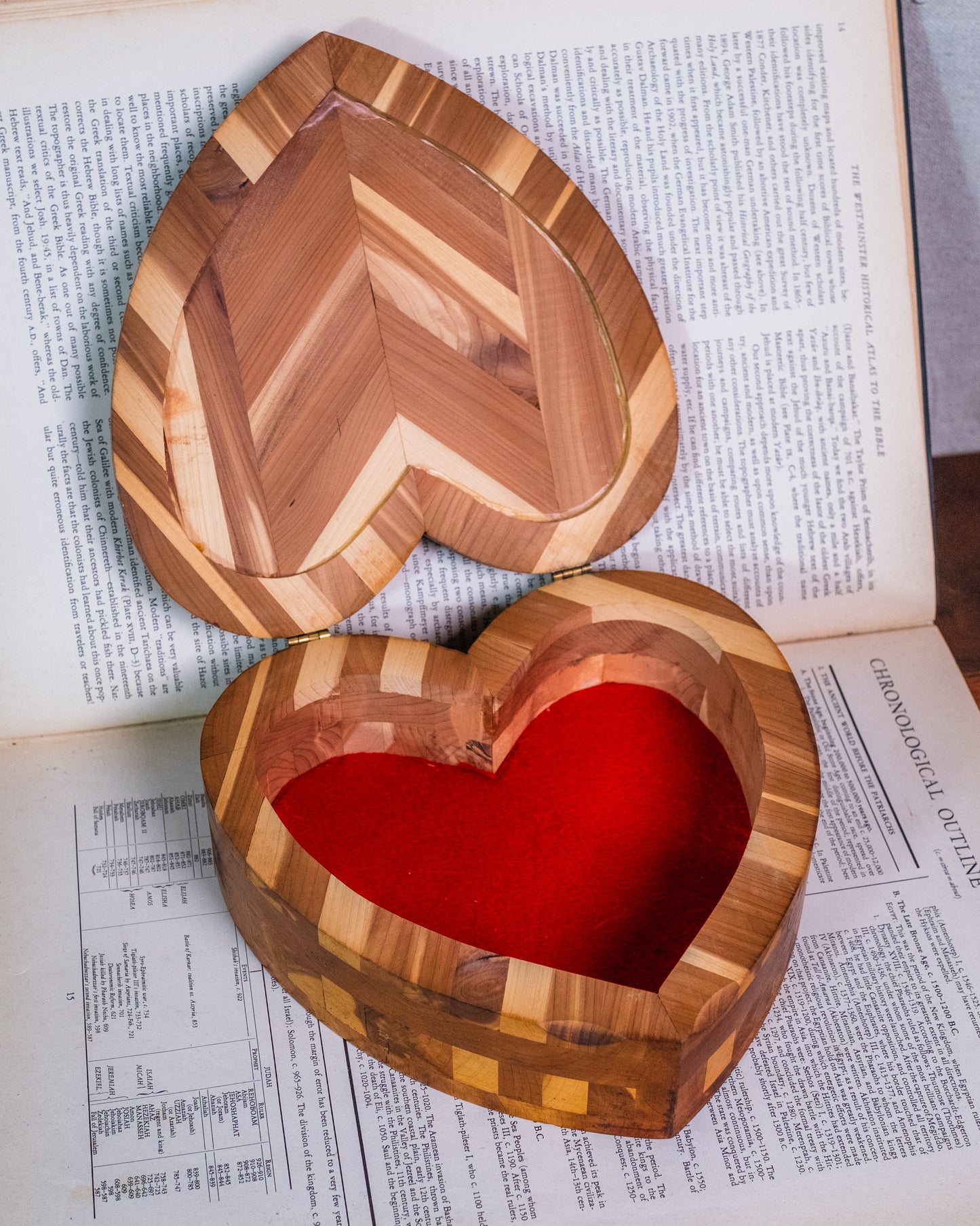 Vintage 1960s Cedar Heart Shaped Hinged Box