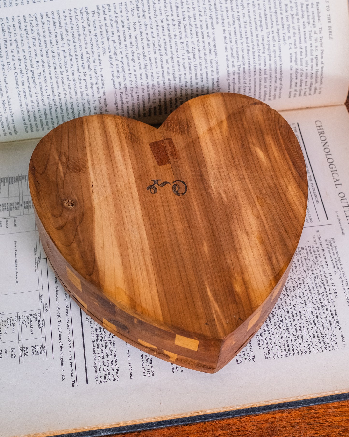 Vintage 1960s Cedar Heart Shaped Hinged Box