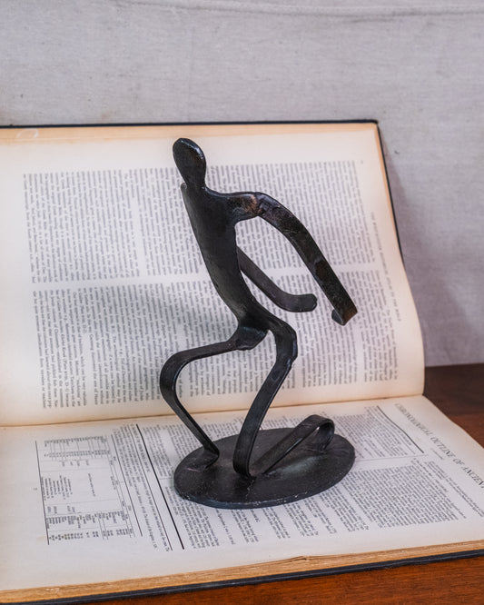 Vintage Cast Iron Southwest-Style Kneeling Man Wine Holder
