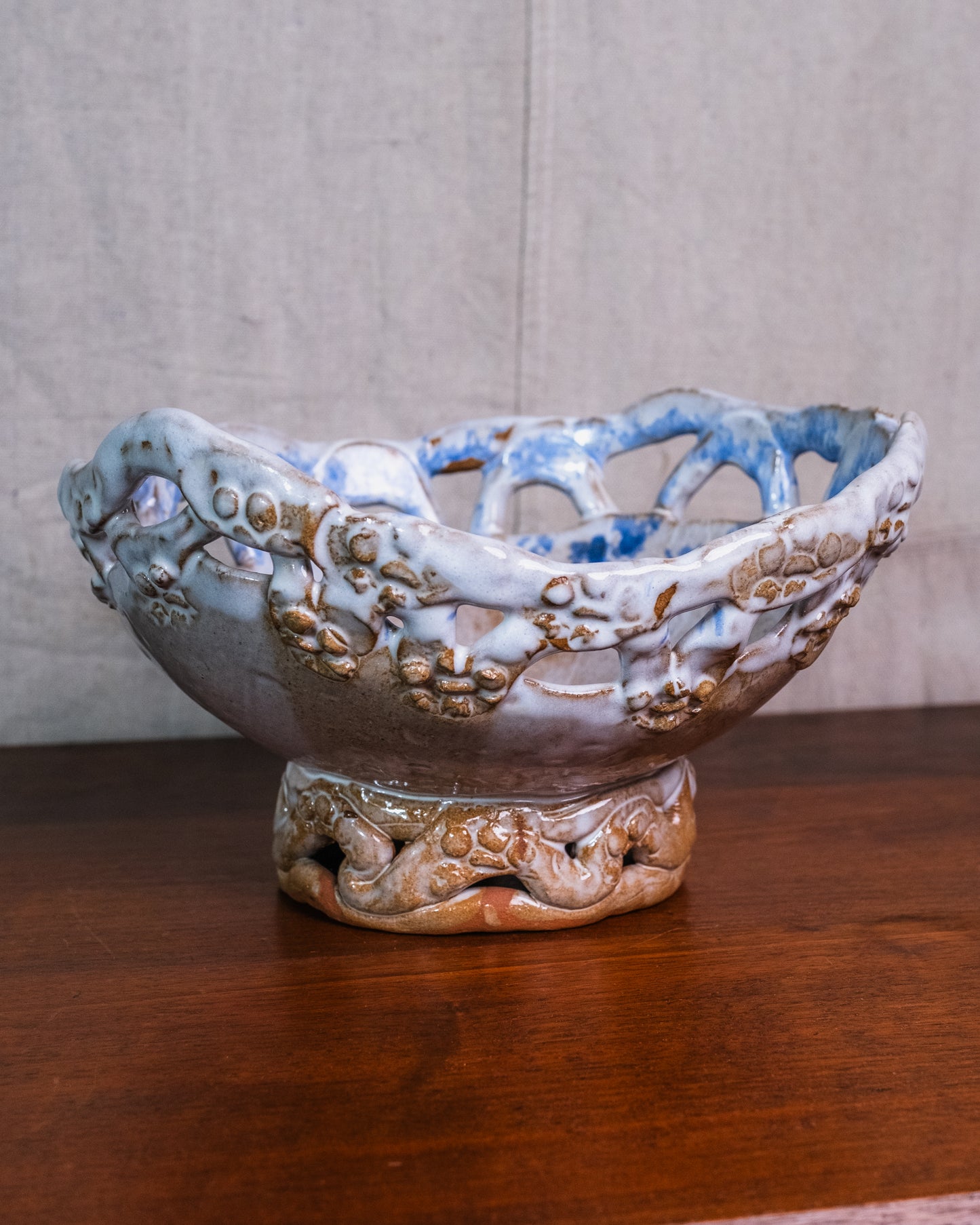 Vintage 1970s Handmade Studio Pottery Centerpiece Bowl
