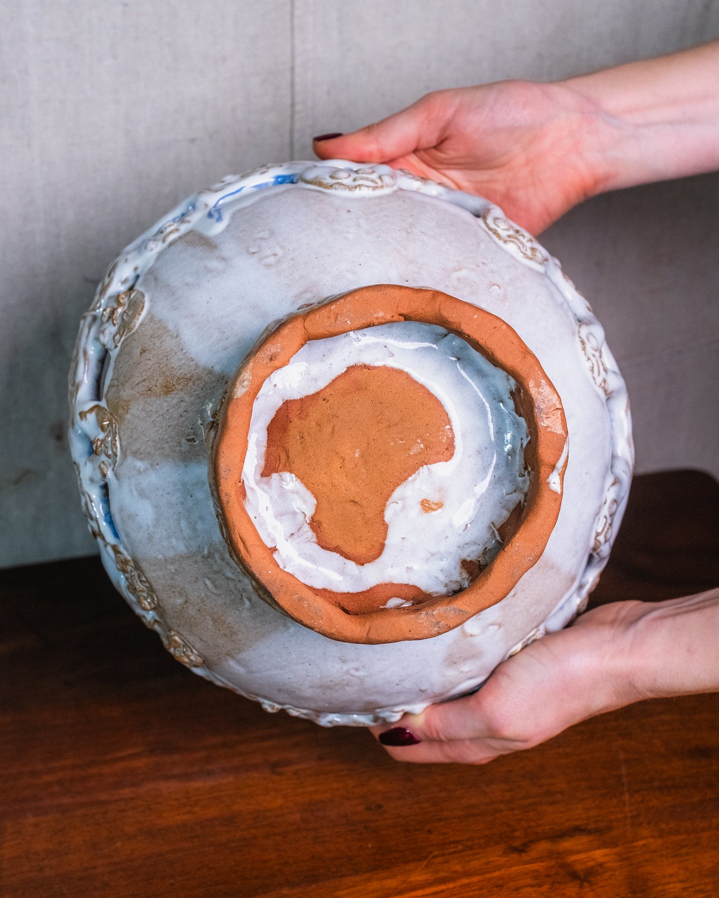 Vintage 1970s Handmade Studio Pottery Centerpiece Bowl